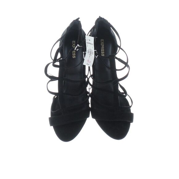 Express Black Strappy Cage Heeled Sandals - Picture 10 of 10